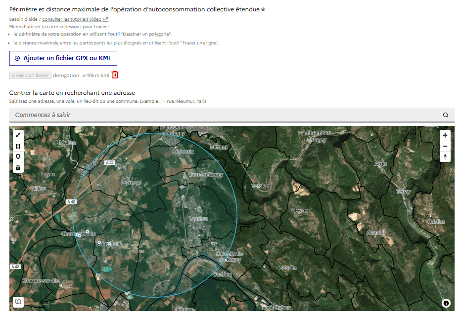 demande derogation perimetre autoconsommation collective en ligne