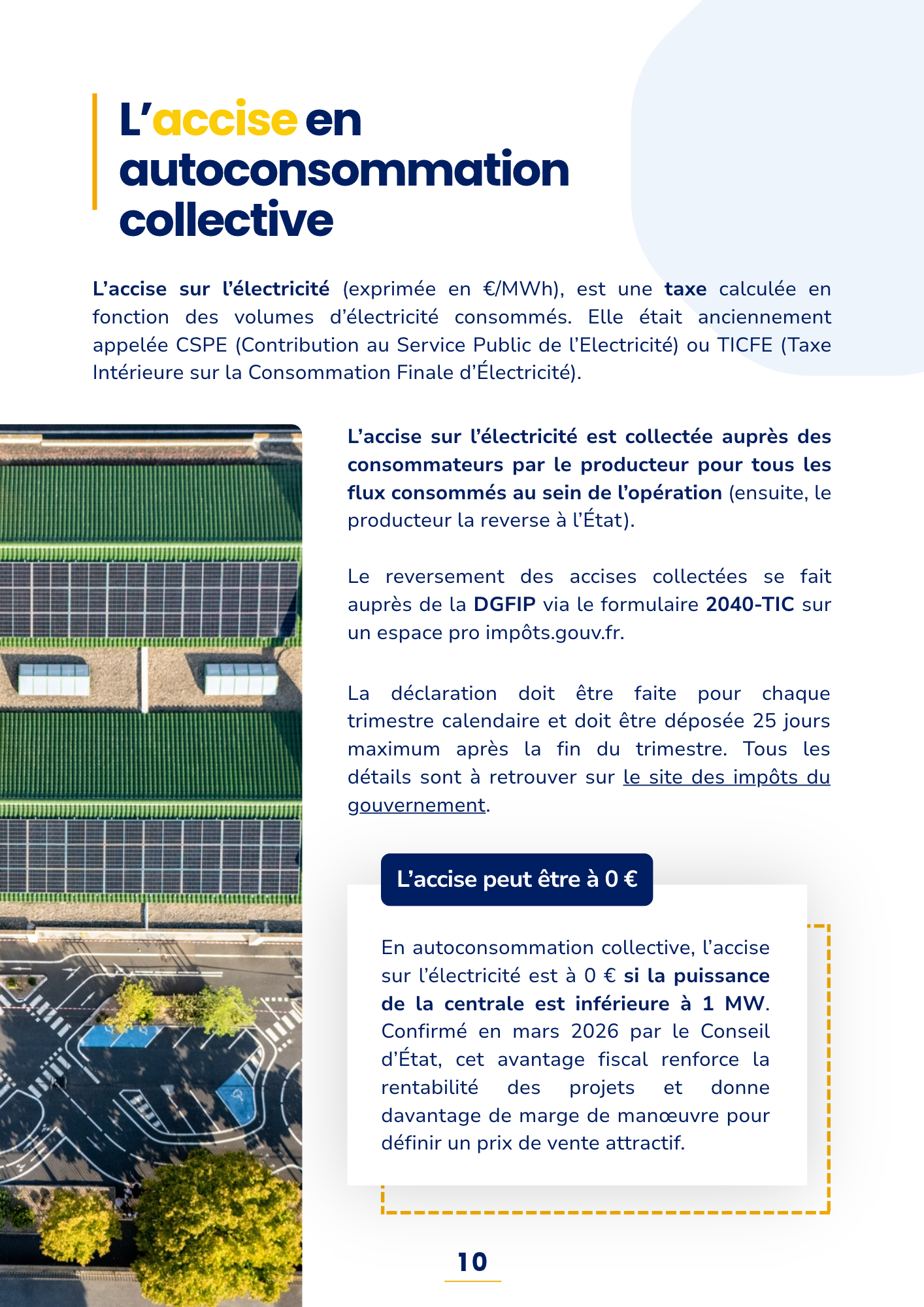 Comprendre l'accise dans le guide de la vente d'électricité en ACC